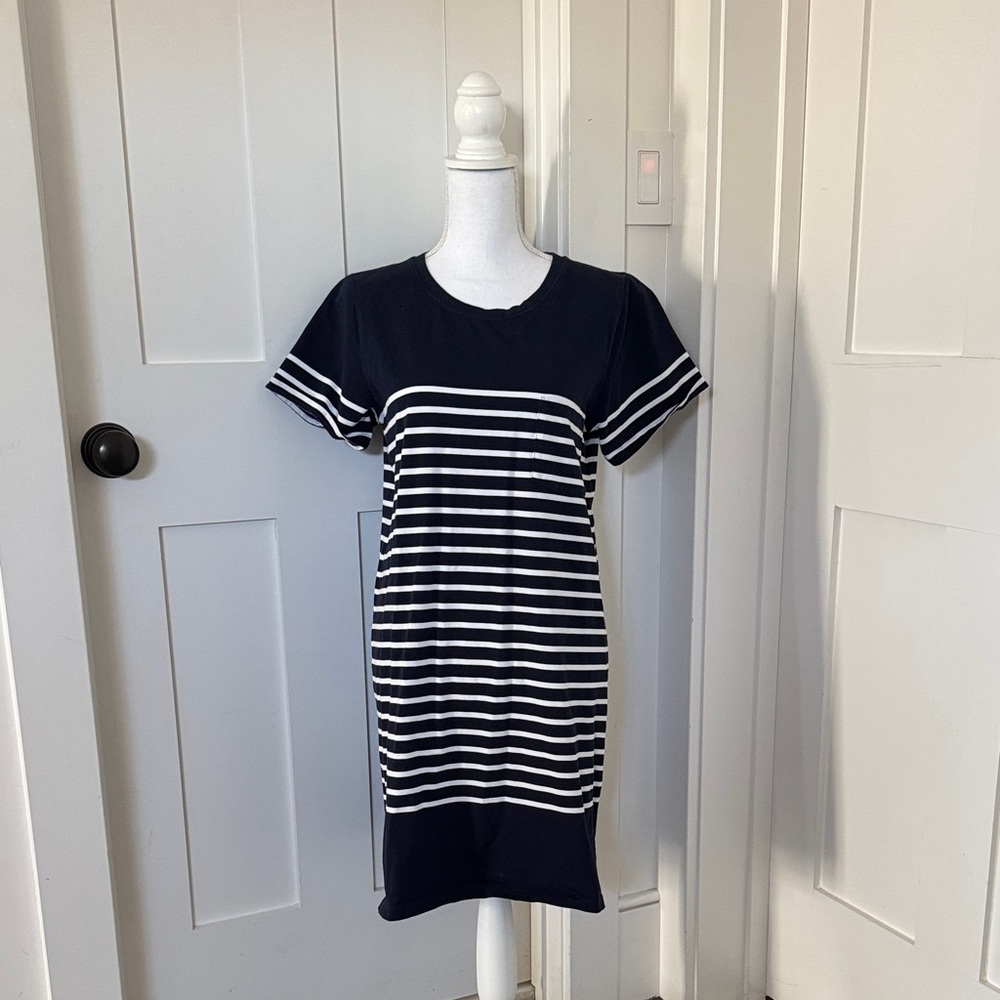 JCrew Navy & White Striped T-Shirt Cotton Dress